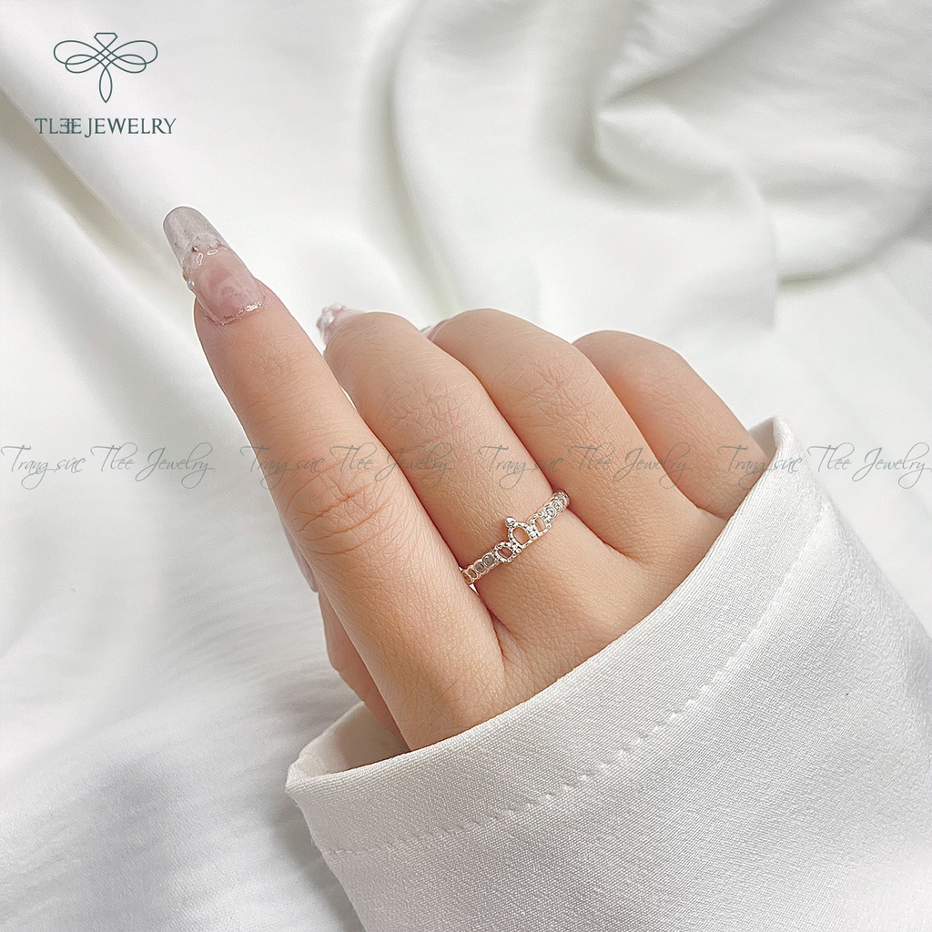 Nhẫn bạc nữ TLEE vương miện ba chóp xinh xắn NCJ A0134