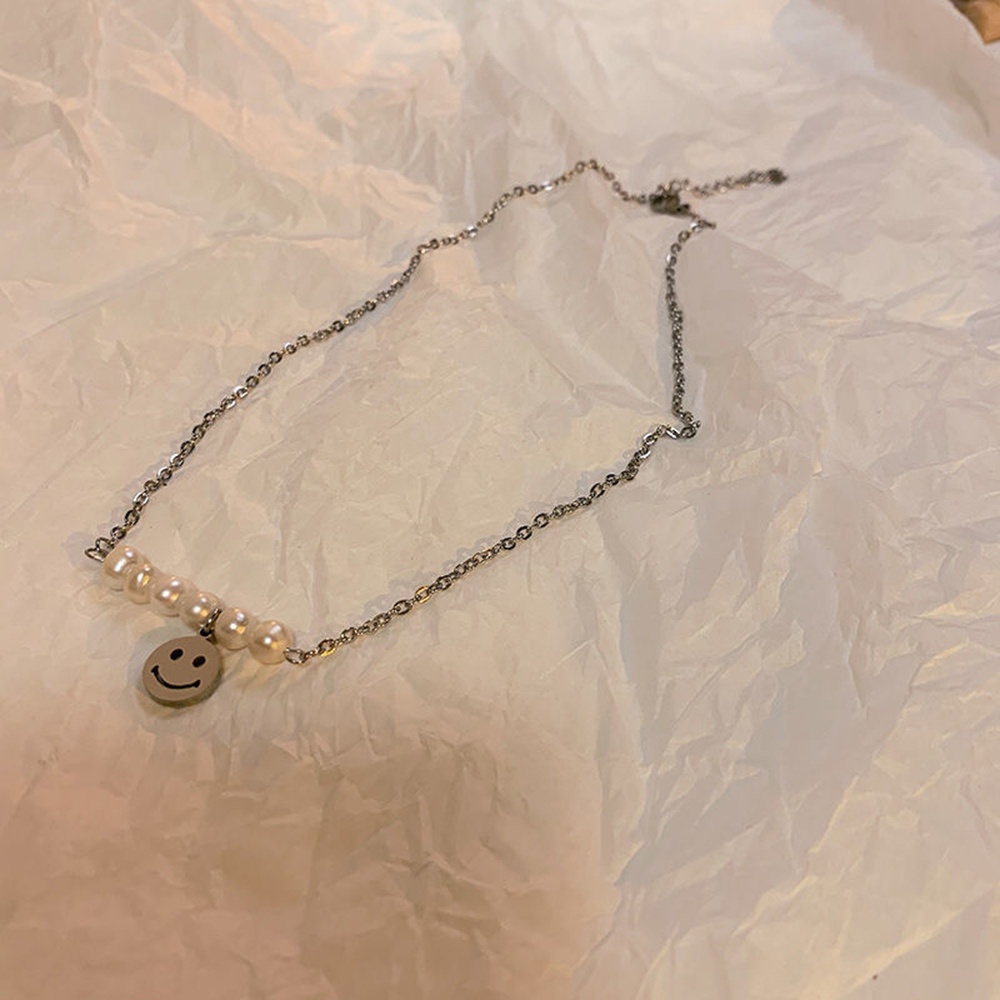 Vòng cổ Choker 40 + 6cm Mặt Cười Đính Ngọc Trai Phong Cách Hàn Quốc Thời Trang Cho Nữ