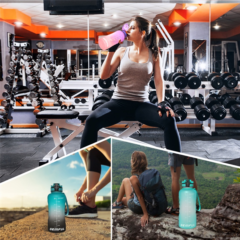 Bình Nước 2L Dung Tích Lớn Chống Trượt Không BPA Kèm Ống Hút Tiện Dụng Cho Các Hoạt Động Thể Thao Ngoài Trời