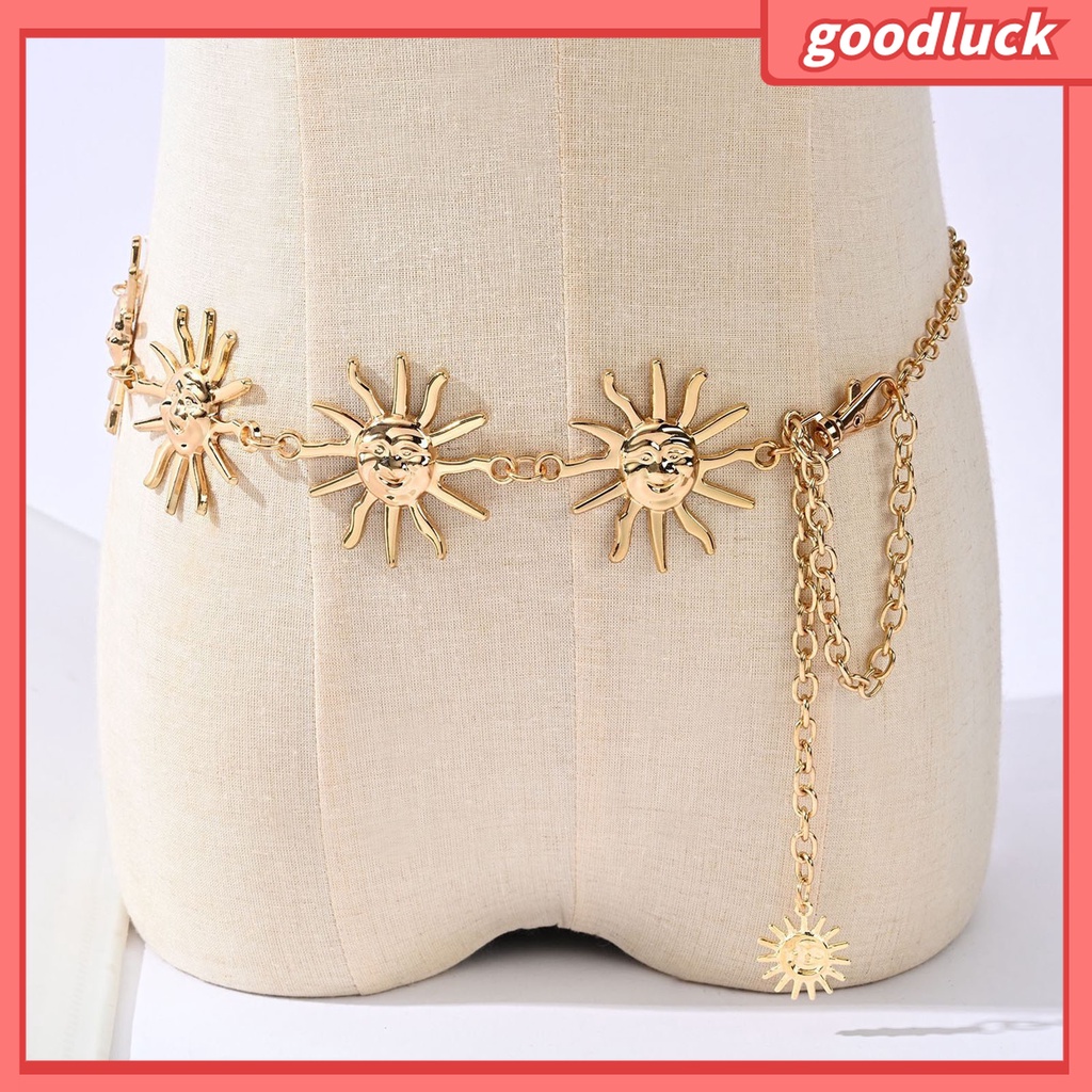 &lt; Golu &gt; Dây Xích Đeo Thắt Lưng Bằng Thép Không Gỉ Mặt Hoa Cười Phong Cách Punk Đơn Giản Cá Tính Trang Trí Tiệc Tùng Dành Cho Nữ