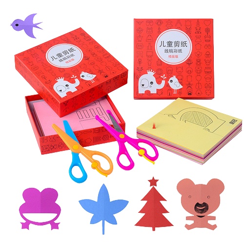 Bộ Đồ Chơi Cắt Giấy Thủ Công Cho Bé 240 Giấy Màu Và 2 Kéo Cắt An Toàn Tiện Dụng