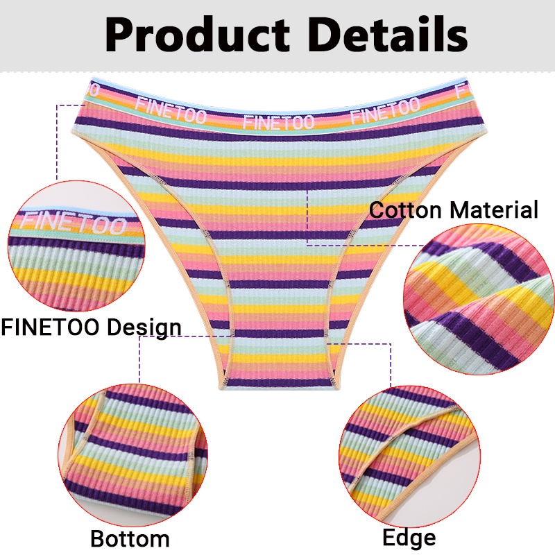 Take Talk Quần Lót Cotton Lưng Thấp Thoáng Khí Họa Tiết Kẻ Sọc Nhiều Màu Sắc Quyến Rũ Cho Nữ