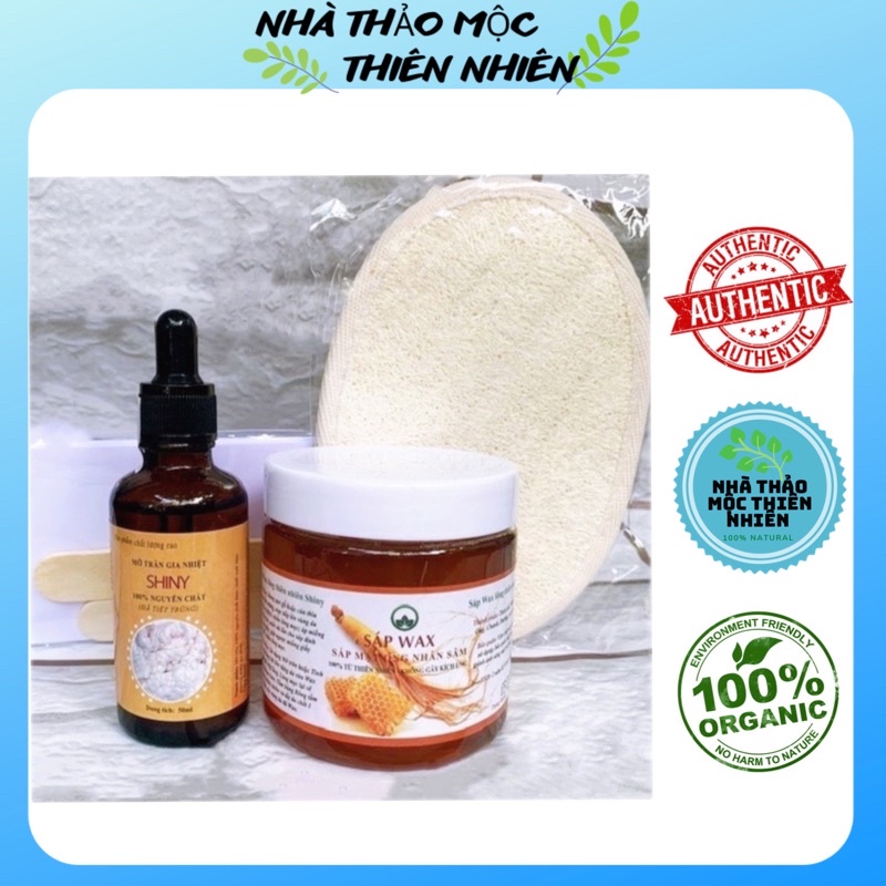 [Chính hãng] Combo wax mỡ trăn Shiny + bông tắm xơ mướp (kèm giấy que)