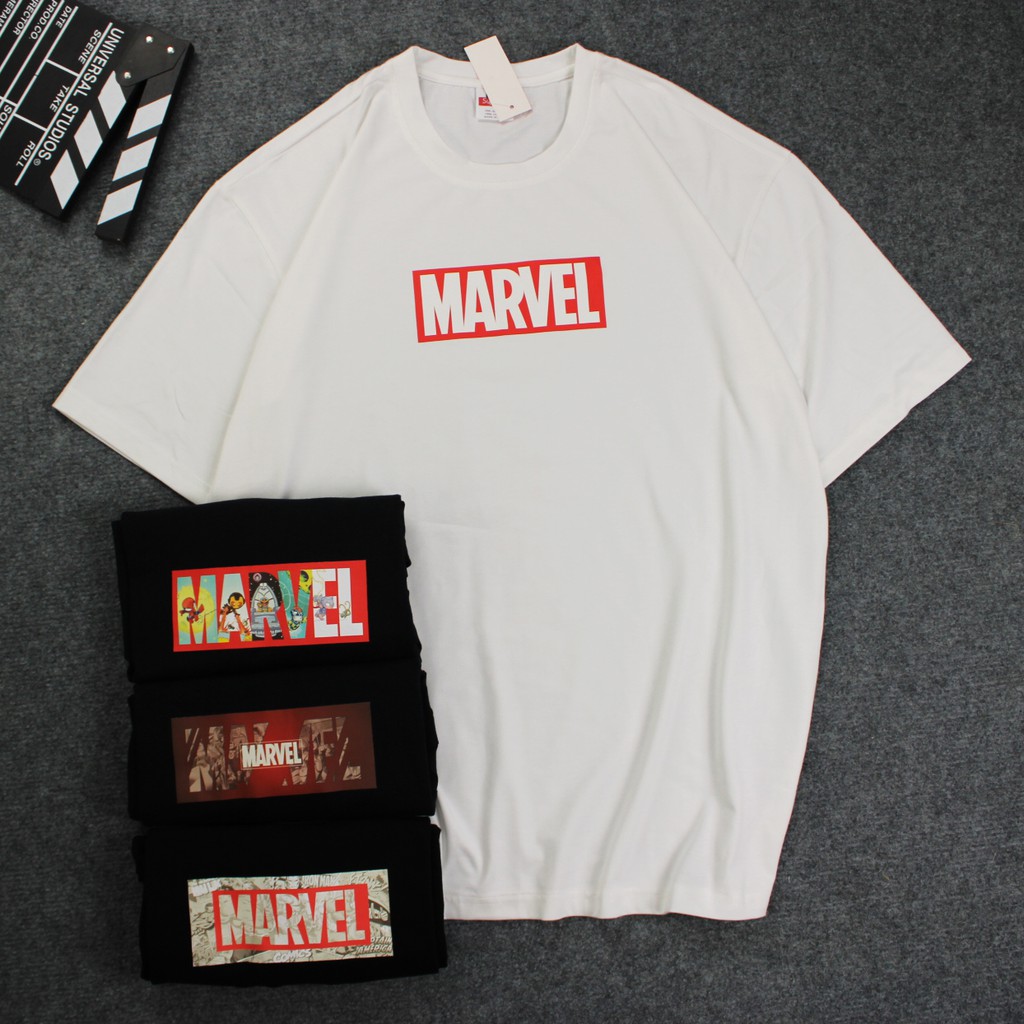 Áo thun unisex dáng rộng tay lỡ Marvel 1
