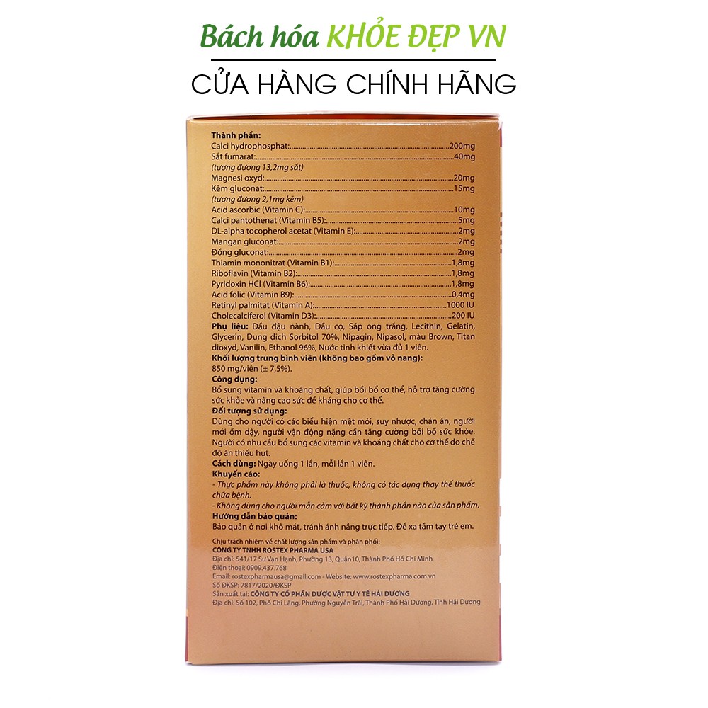 Viên uống vitamin tổng hợp Phamagel Plus tăng cường sức đề kháng - 100 viên [Phamagel Plus Hộp 100 viên]