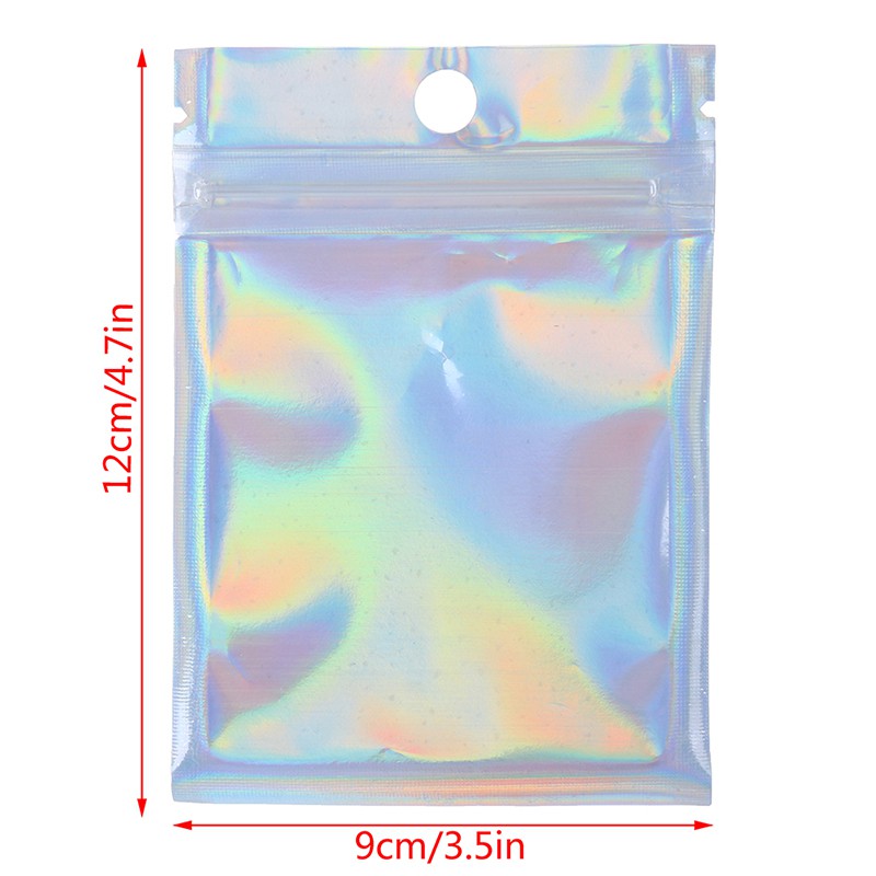 Bộ 100 Túi Zip Đựng Thực Phẩm Bằng Lá Nhôm Ánh Laser Trong Suốt