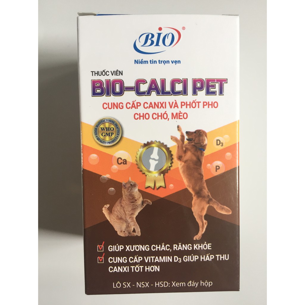 BIO- CALCI PET HỘP 30 VIÊN. CUNG CẤP CANXI CHÓ- MÈO CHẮC XƯƠNG , KHỎE RĂNG