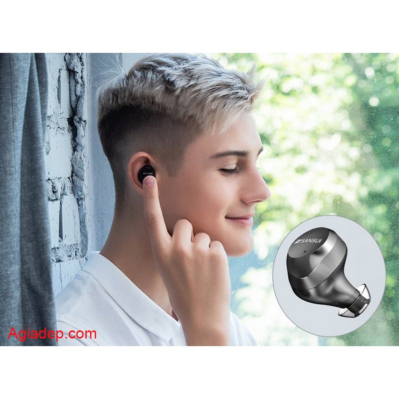 Tai nghe Bluetooth không dây Sansui - Tuyệt đỉnh âm thanh HiFi cảm ứng (Kèm Dock sạc pin 5-6 ngày dùng) - Agiadep.com