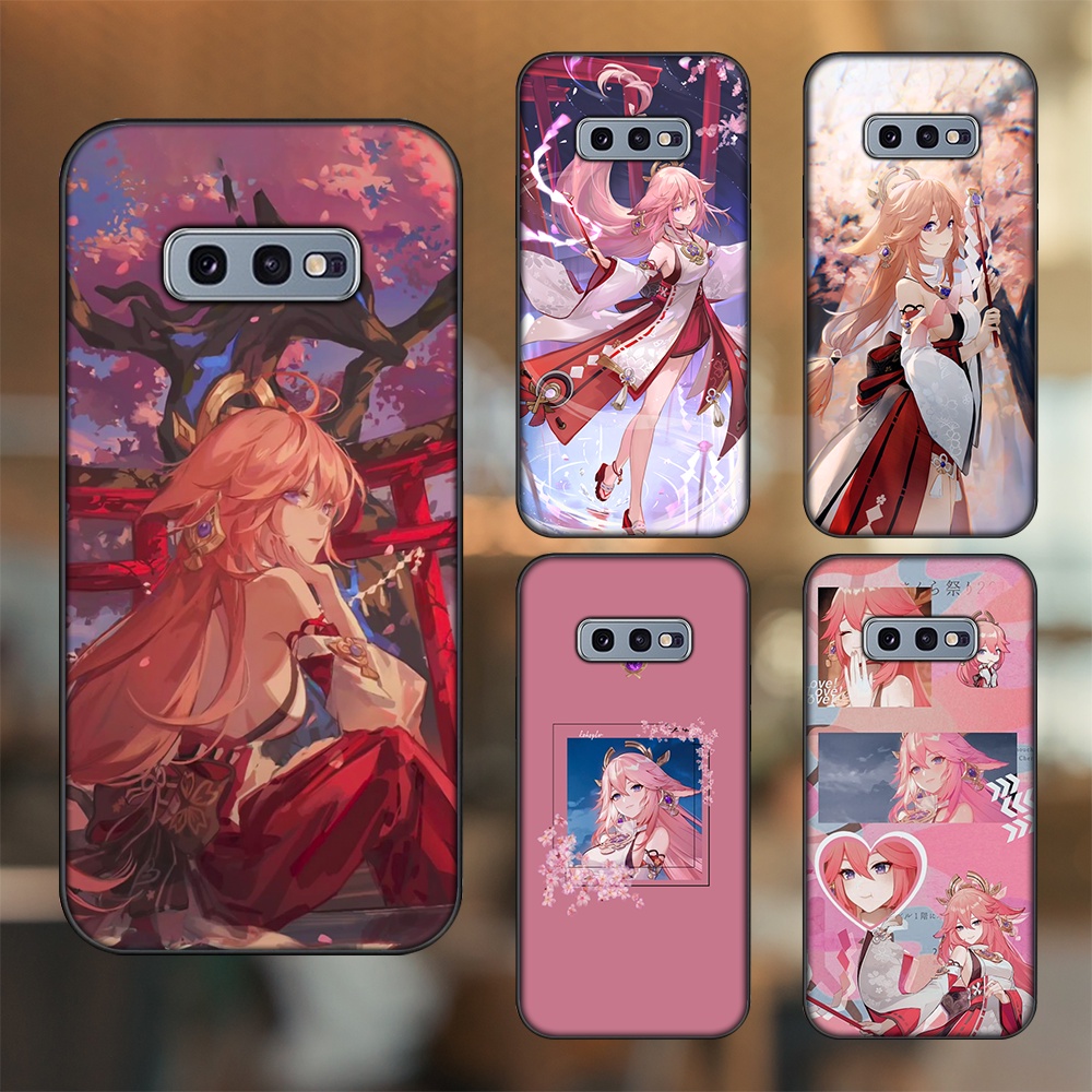 Ốp lưng Samsung S10e viền đen in hình Yae Miko Genshin Impact
