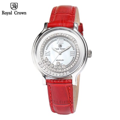 Đồng Hồ Nữ Chính Hãng Dây Da Royal Crown 3638 Chống Nước Chống Xước