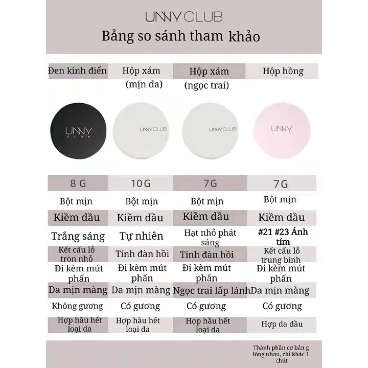 Unny Club Phấn phủ che khuyết điểm kiểm soát dầu chống nước lâu trôi | BigBuy360 - bigbuy360.vn