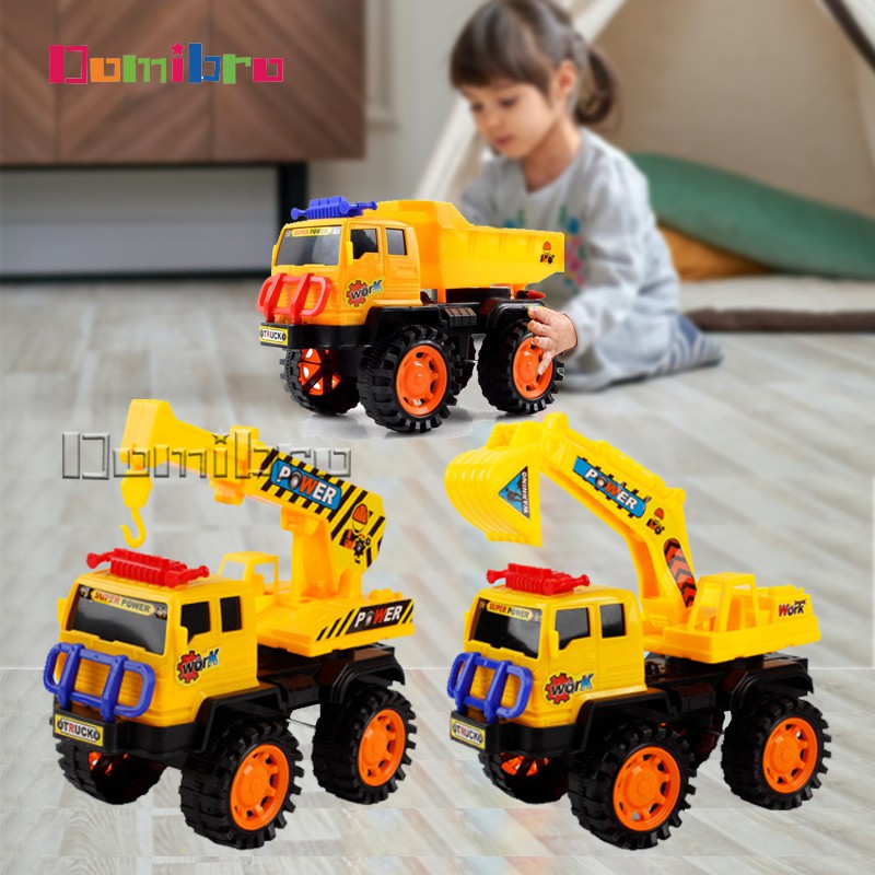 Set 4 mô hình xe công trường Domibro đồ chơi cho bé