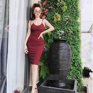 Đầm 2 dây chất len tăm body
