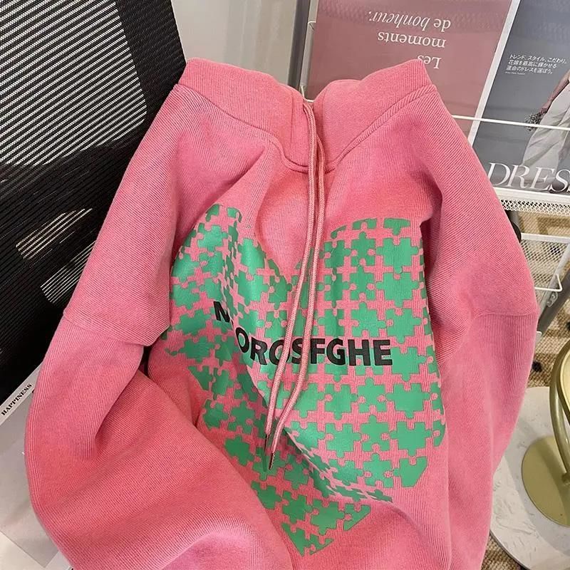 Áo Khoác Mỏng Có Nón In Họa Tiết Trái Tim Thời Trang Xuân Thu Mới