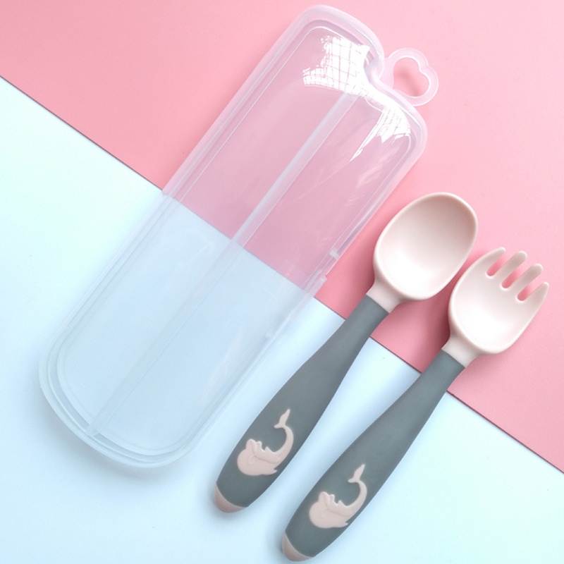 Bộ Muỗng Nĩa Mềm Uốn Cong Được Cho Bé Tập Ăn