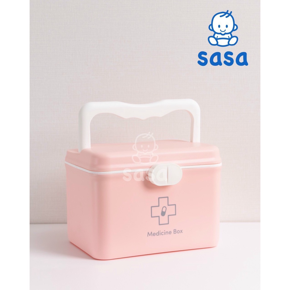 Hộp đựng thuốc gia đình Sasa đa năng 2 tầng hồng