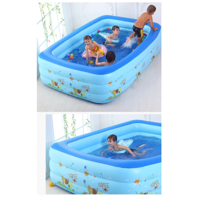 ]Bể Bơi Phao Cho Bé trong nhà 3 tầng 1m5 hình chữ nhật 150x110x48 họa tiết ngộ nghĩnh bồn tắm hơi cho bé