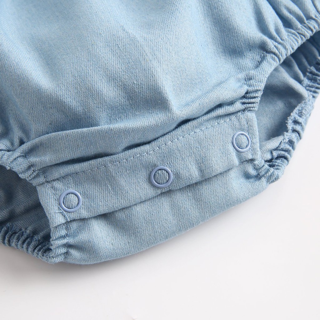 Đồ liền thân dài tay Sanlutoz màu xanh dương denim thời trang cho bé gái