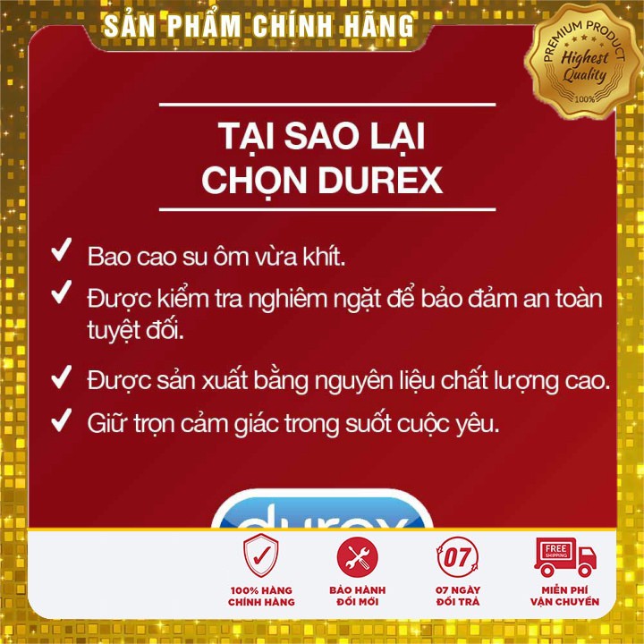 Bao cao su Durex Fetherlite Ultima 3S Siêu mỏng 52mm hộp 3 cái