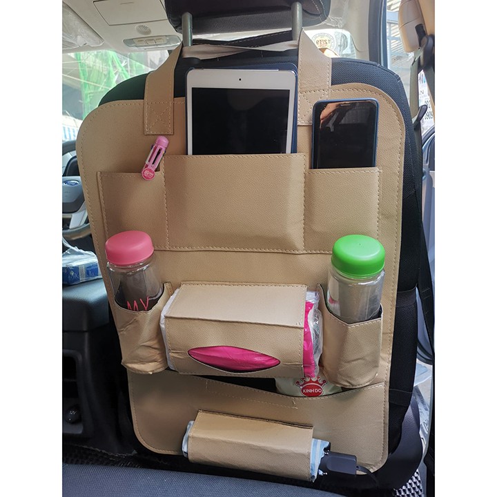 HCM - Túi đựng đồ 7 ngăn gắn lưng ghế xe hơi xe ô tô 7 ngăn bằng da PU cao cấp