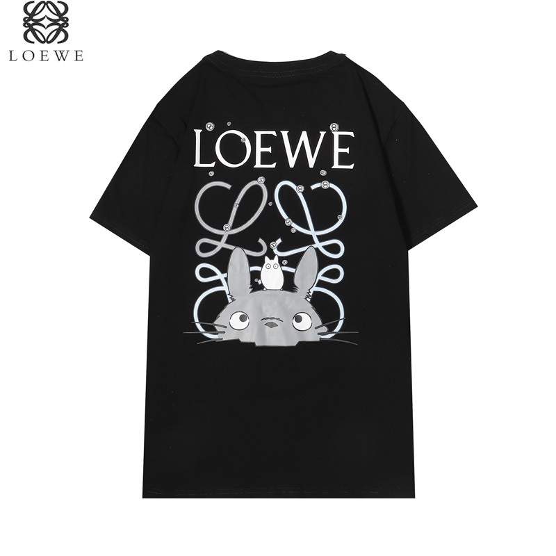 Thương hiệu thời thượng hàng đầu LOE - * - Phim hoạt hình anime My Neighbor Totoro in logo chữ cái áo thun ngắn tay, kiểu dáng giống nhau cho nam và nữ