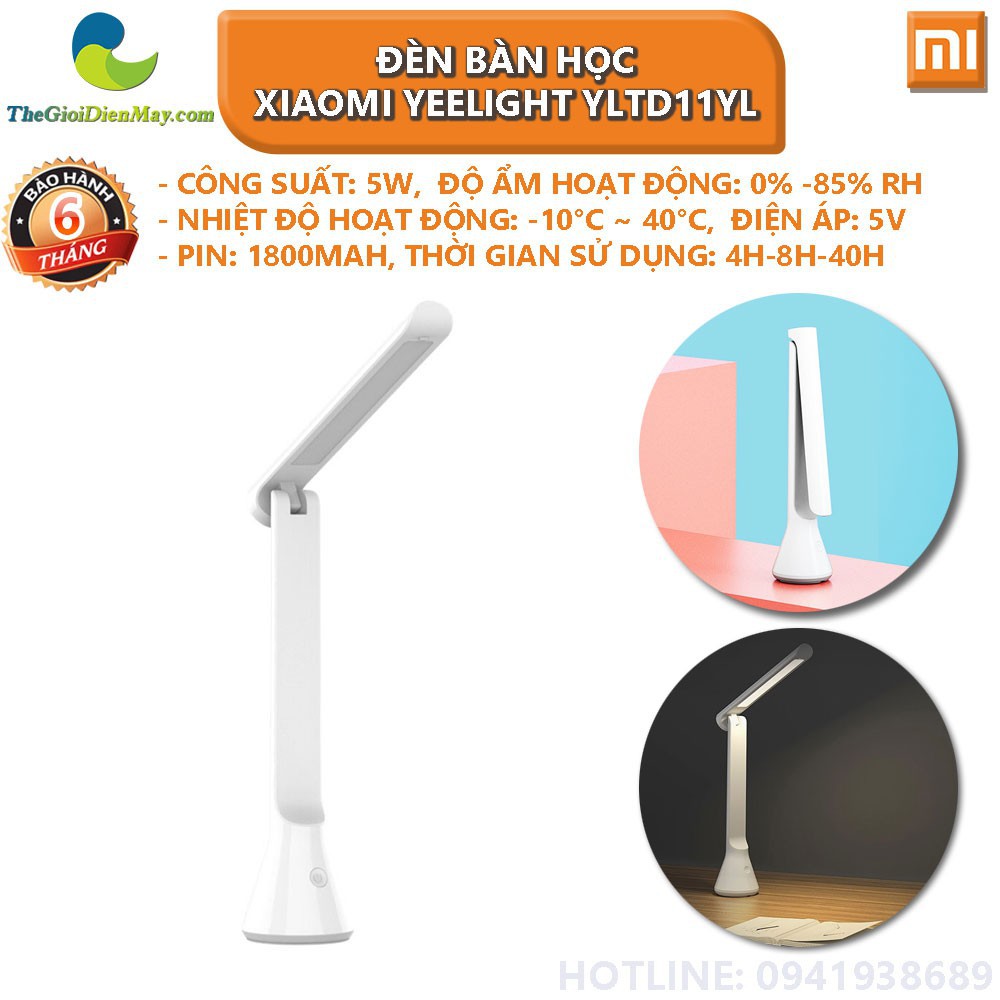 [SaleOff] Đèn bàn học Xiaomi Yeelight YLTD11YL thời lượng pin tối đa lên đến 40h - Bảo hành 6 tháng - Shop Thế Giới Điện