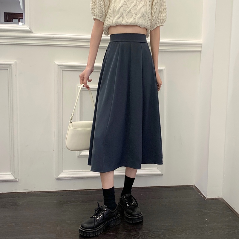 Chân váy midi chữ A lưng cao dáng rộng 48549