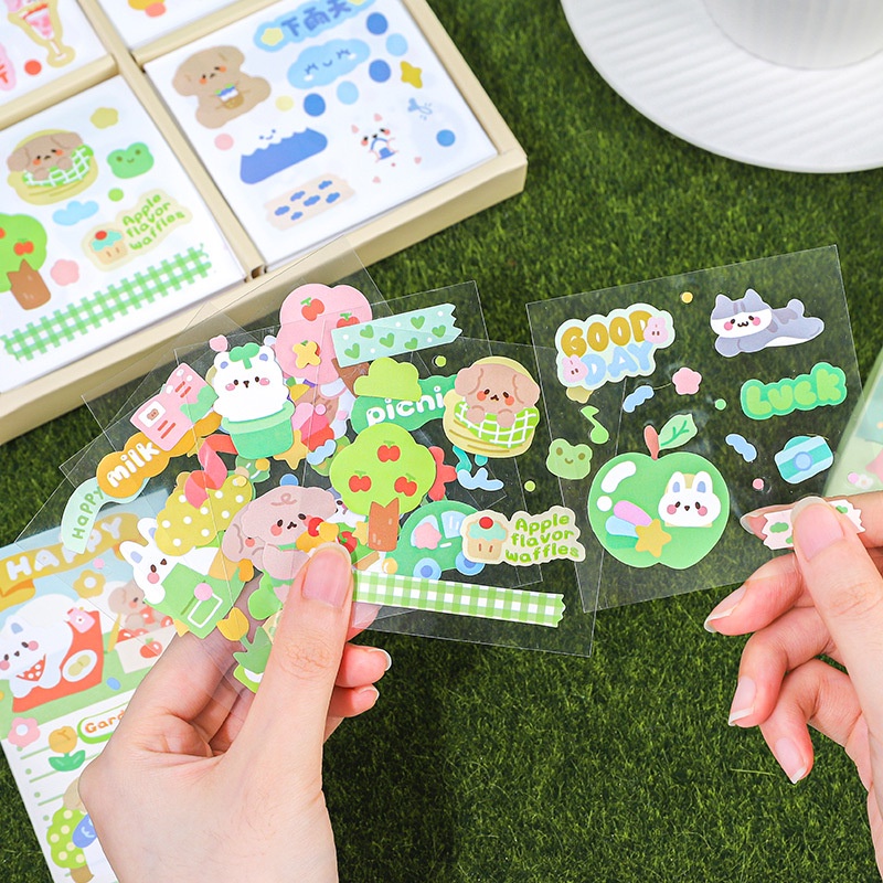 Set 10 tấm sticker dễ thương cute dán trang trí sổ tay, laptop, ốp điện thoại , nón bảo hiểm