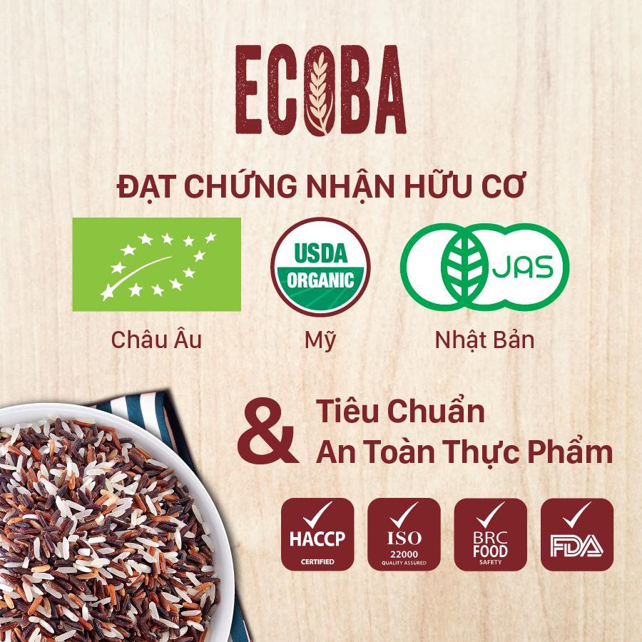 Gạo lứt đen thực dưỡng 100% hữu cơ - ECOBA Huyền Mễ 1kg - Thơm ngon dẻo ngọt - Chứng nhận hữu cơ quốc tế in trên hộp