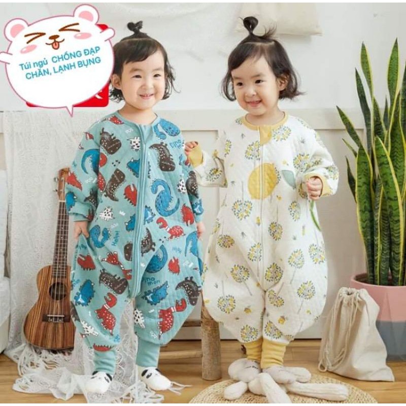 Ninikids:CHỌN MẪU Túi ngủ cotton chần bông 3 lớp, túi ngủ cho bé