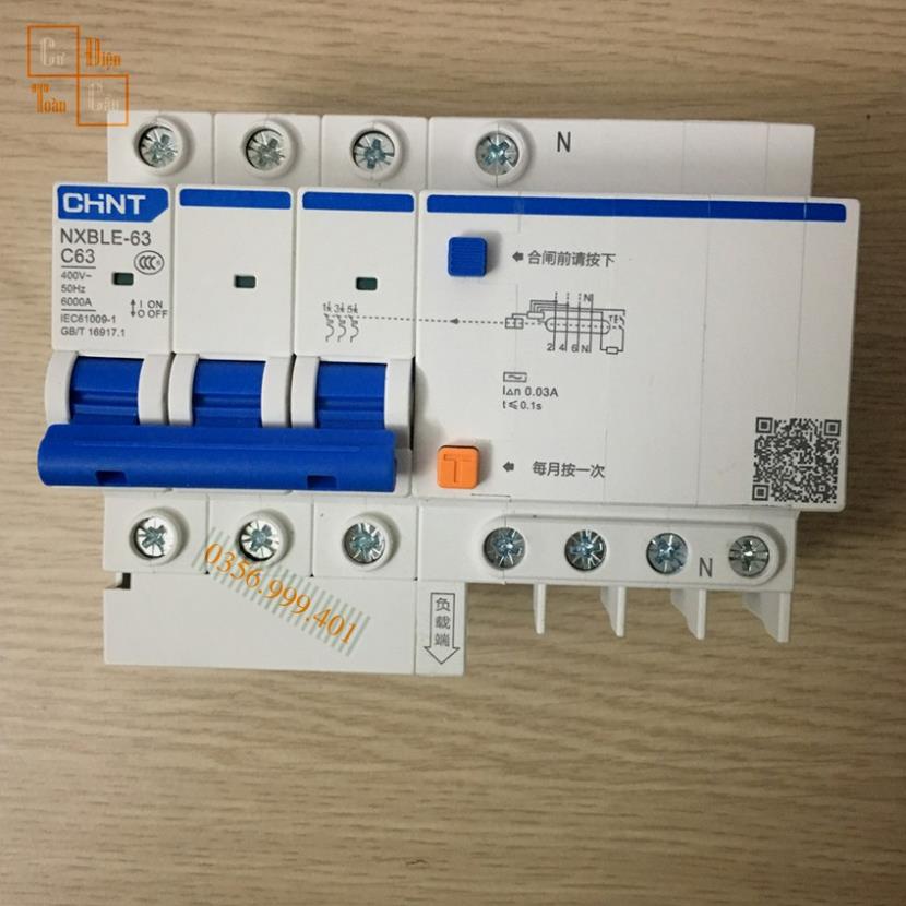 Attomat chống dòng dò Chint Attomat NXBLE-63 3P+N 63A, NXBLE - 125 3P+N 100A