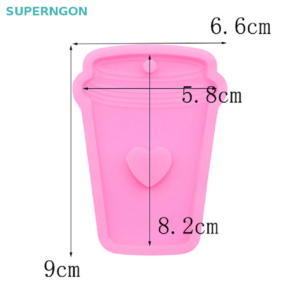 Khuôn Silicone Tạo Hình Cốc Cà Phê Kèm Móc Khóa Trái Tim Xinh Xắn