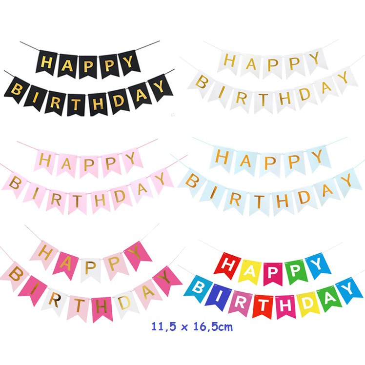 Dây treo chữ Happy Birthday ánh Gold