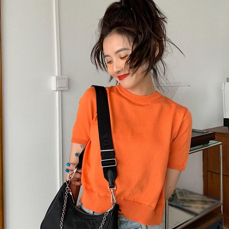 Áo Len Lửng Ngắn Tay Phong Cách Hàn Quốc Dành Cho Nữ