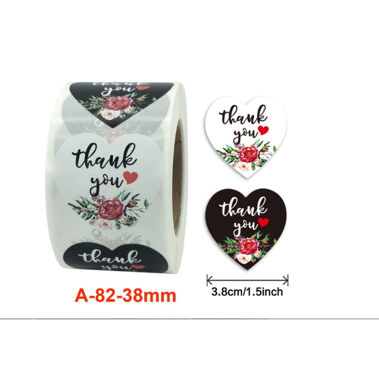 Tem dán thank you 3.8cm, sticker tròn mẫu thank you