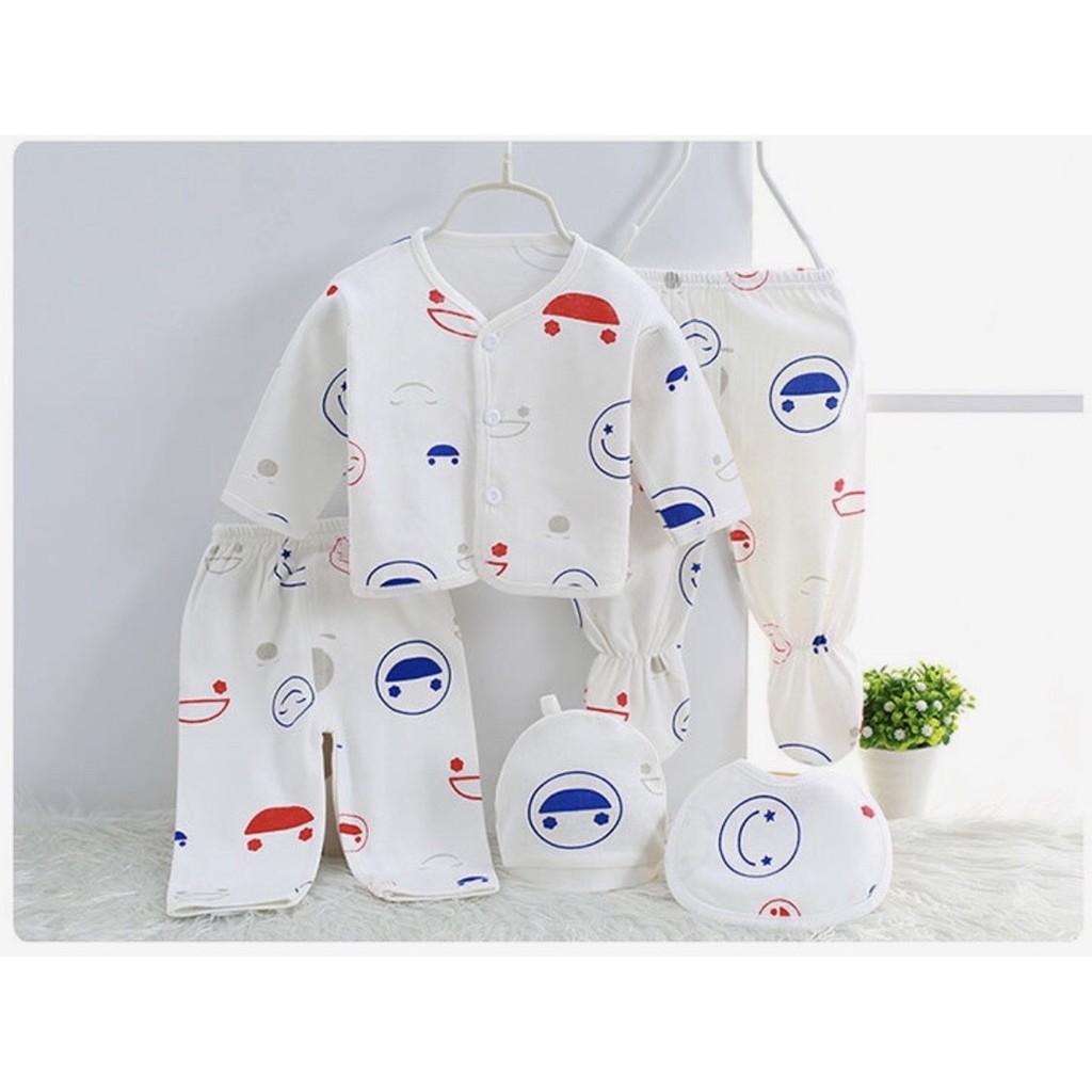Set 5 món quần áo cotton cho bé sơ sinh (0 - 3 tháng )