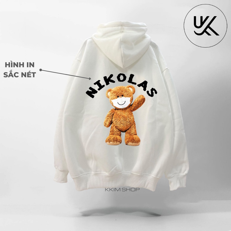 Áo hoodie  zip có khóa và không có khóa NIKOLAS Teddy  cực chất cực trẻ trung, Áo Hoodie Unisex Nam Nữ