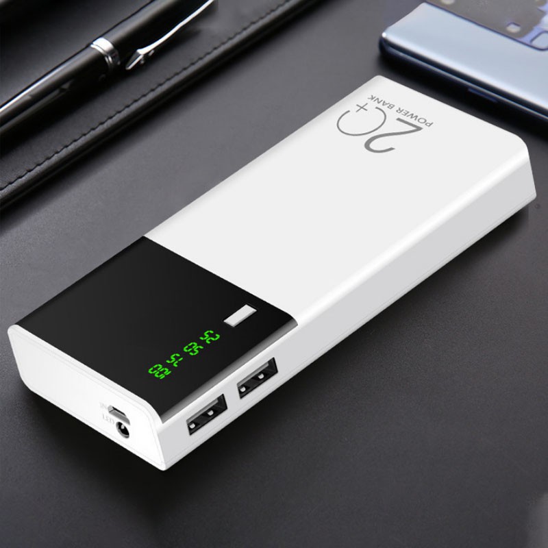 Sạc dự phòng, Pin dự phòng 20000 mAh 2 cổng USB Sạc nhanh,màu trắng nhỏ gọn tiện lợi Tích Hợp Sạc Nhanh Fast Charge