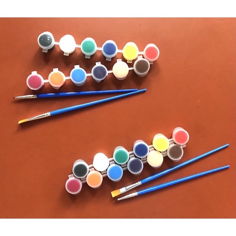 Bộ 12 Màu Vẽ Acrylic3ml Kèm 2 Cọ Vẽ - Màu Acrylic Mini Tô Vẽ Đồ Chơi Gỗ, Áo, Tô Tượng, Vẽ 3D, Giày, Thủy Tinh, Gỗ