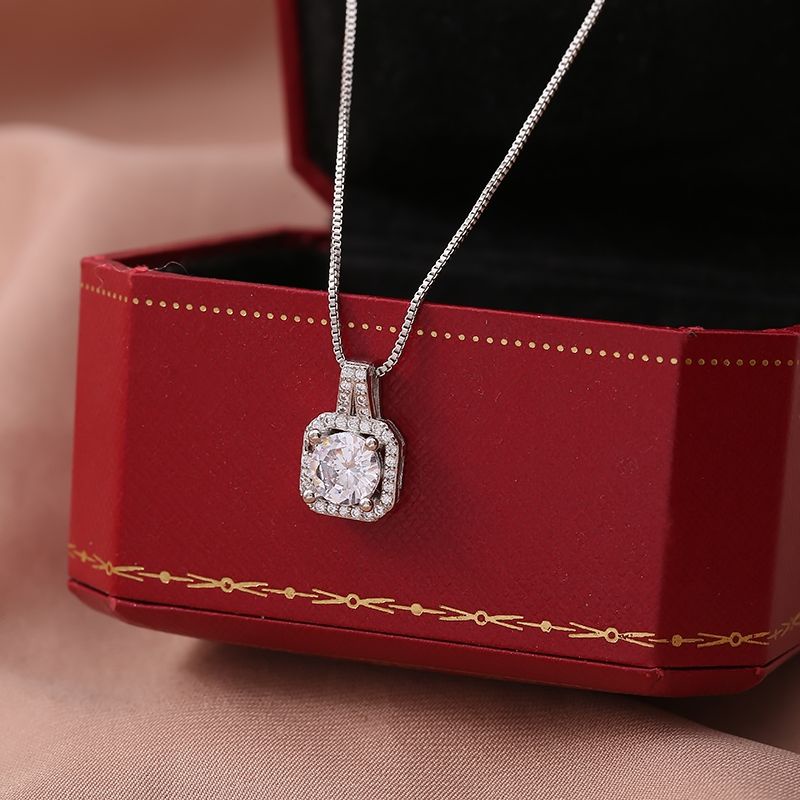 Dây chuyền bạc nữ DaLiA Jewelry mặt dây chuyền ổ đá vuông basic vòng cổ chuẩn bạc 925 không gỉ