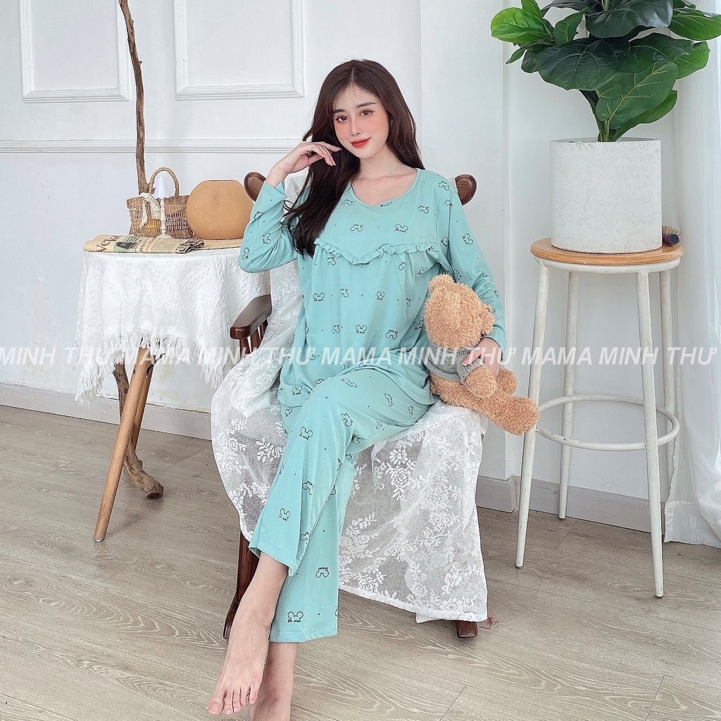 Bộ bầu - bộ sau sinh - chất liệu cotton - kiểu mới thời trang ( bèo đuôi tim - dài - QDTD - MS-011 )