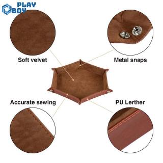 Solid Color Hexagonal Dice Tray Folding PU Storage Box for Table Games