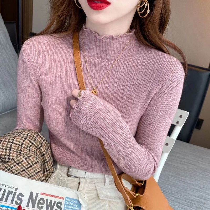 Áo Len Tay Dài Cổ Cao Thời Trang Dành Cho Nữ