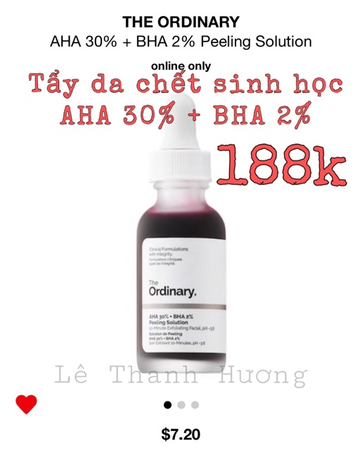 Serum tẩy da sinh học The Ordinary chính hãng AHA 30% - BHA 2% Peeling Solution | BigBuy360 - bigbuy360.vn