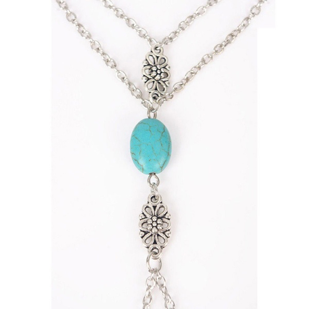 Vòng Tay Kèm Nhẫn Đính Đá Ngọc Lam Nhân Tạo Thời Trang