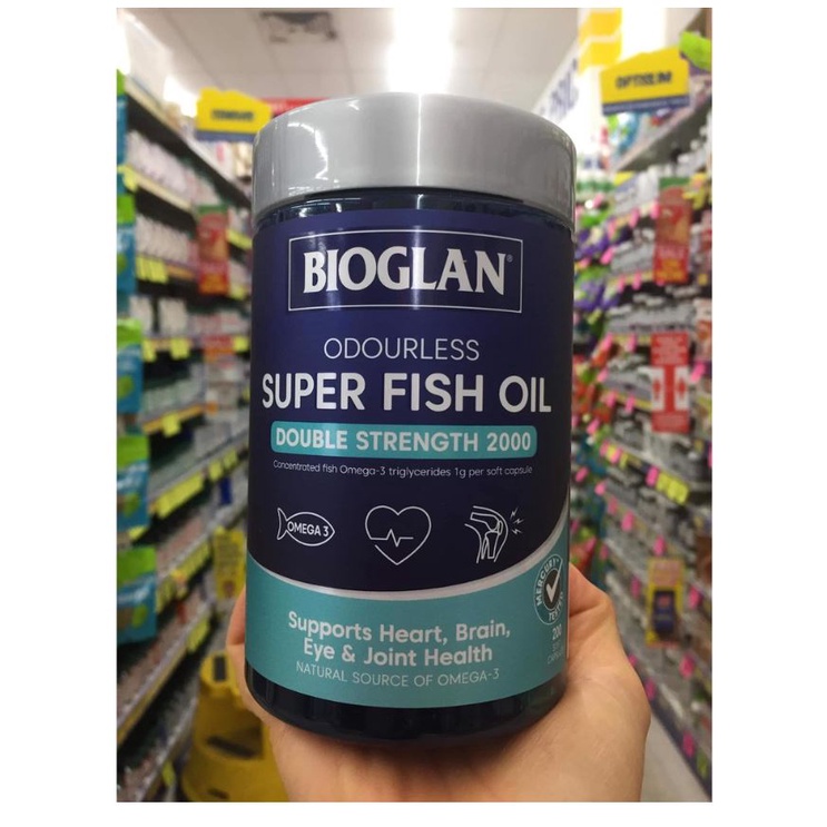 [ Mẫu mới ] Dầu Cá Bioglan Odourless super Fish Oil double strength 2000 200v Úc dầu cá không mùi