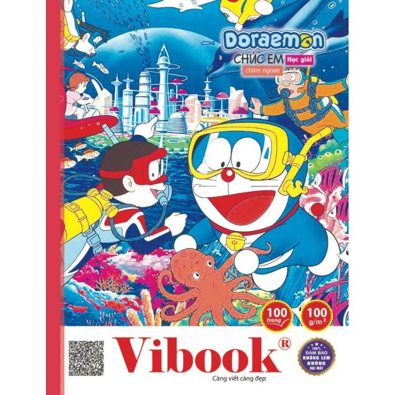 Lốc 5 Tập Vibook Doraemon 4 ô ly - Mẫu Ngẫu Nhiên (96 Trang - Đl 100Gsm)