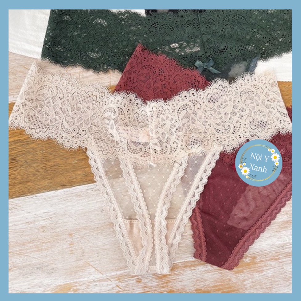 Quần Lót Nữ Lọt Khe Ren Siêu Sexy Chữ Y Màu Pastel Mềm Mịn Thoải Mái 8009 Nội Y Xanh chất thoáng mát cao cấp