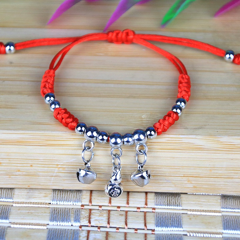 Vòng Tay EBI Chỉ Đỏ Phối Cham May Mắn Dây thắt rút tùy chỉnh độ rộng phù hợp cho nam và nữ