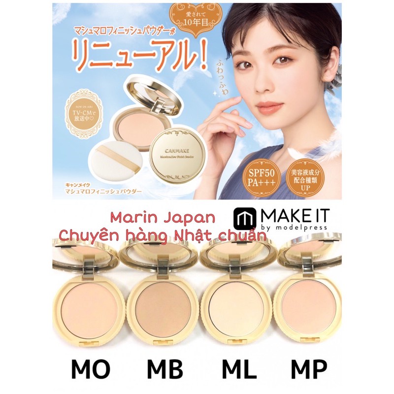 (Đủ bill,video mua hàng) Phấn phủ nén Siêu mịn Canmake Tokyo Nhật Bản MO,ML, MB